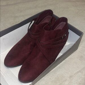 Women’s Burgundy Suede Ankle Boots